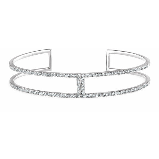 14K White 3/4 CTW Diamond Cuff 6 Bracelet
