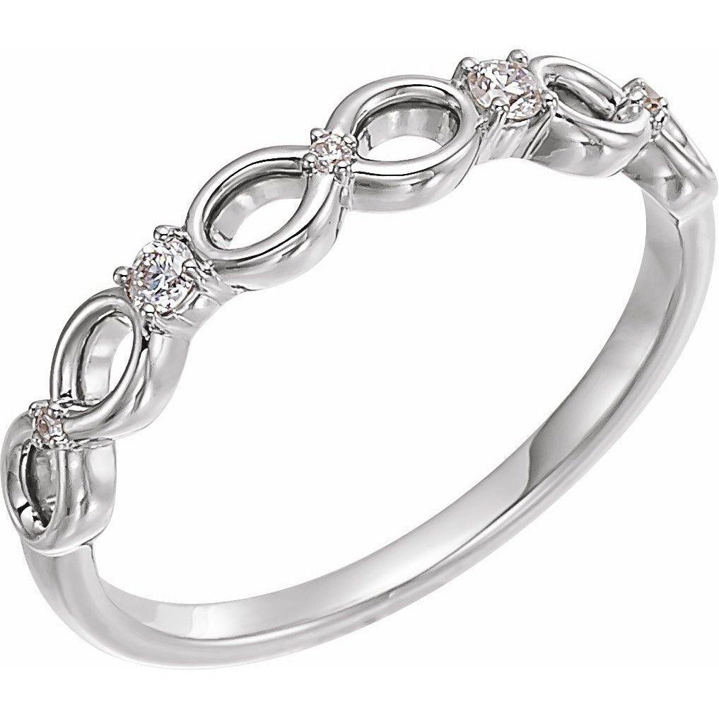14K White .08 CTW Diamond Infinity-Inspired Ring