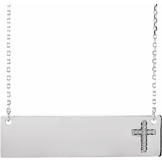 14K White .03 CTW Diamond Cross 16-18 Necklace