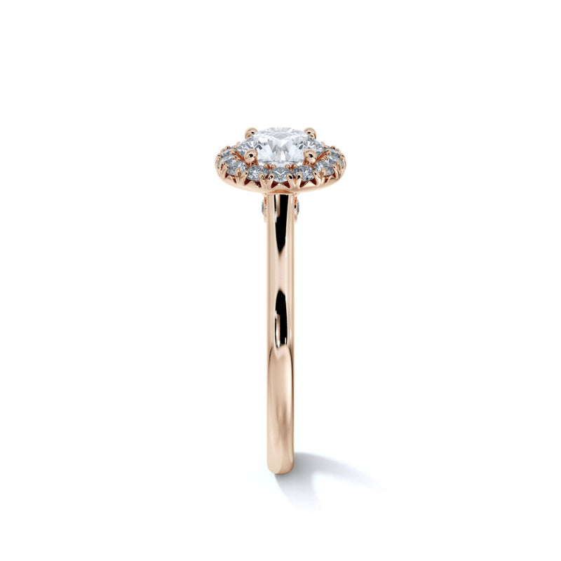 Sasha Primak Contour Cathedral Halo French Pave Set Diamond Engagement Ring with Bezel Detail