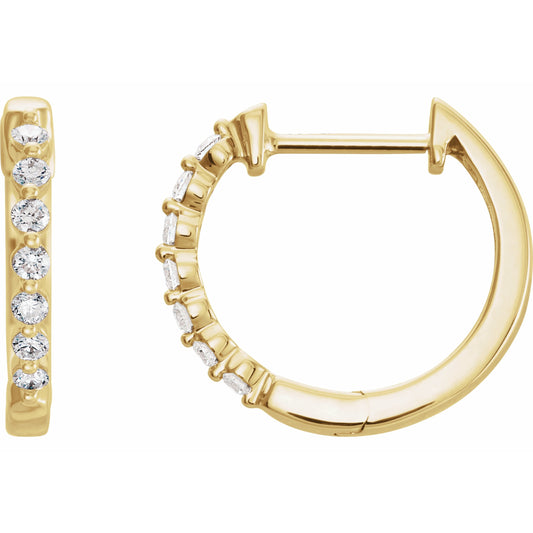 14K Yellow 1/3 CTW Diamond 15.25 mm Hoop Earrings