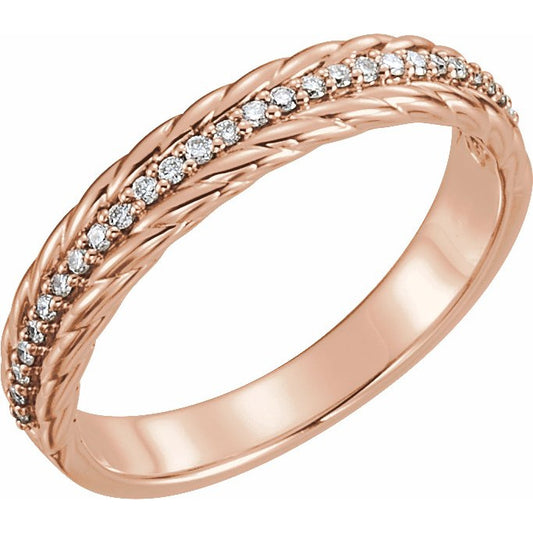 14K Rose 1/6 CTW Diamond Rope Ring