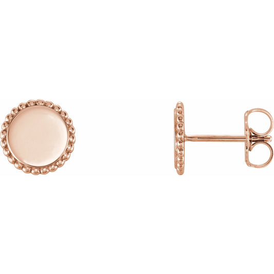 14K Rose Engravable Beaded Earrings