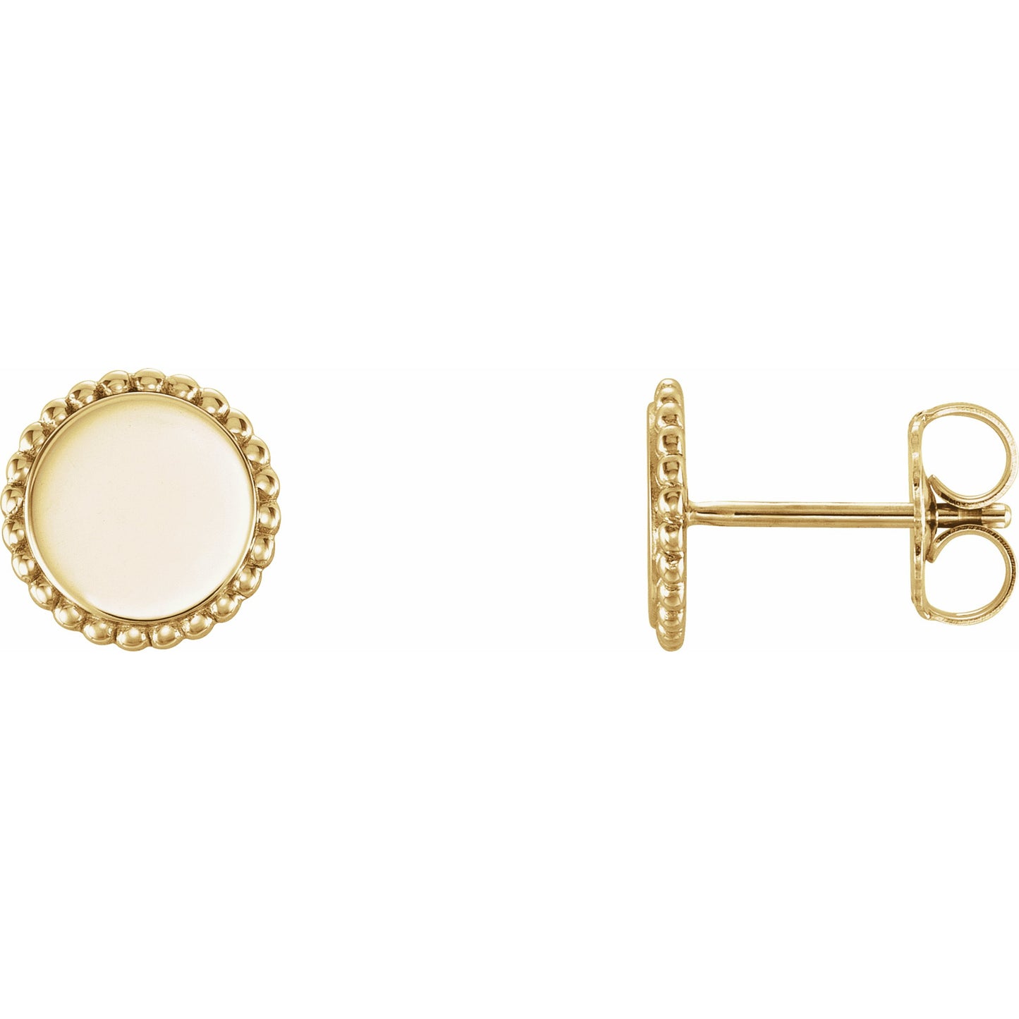 14K Yellow Engravable Beaded Earrings