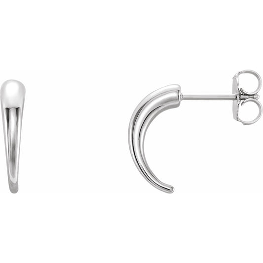 14K White J-Hoop Earrings