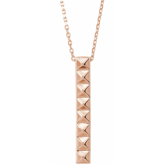 14K Rose Pyramid Bar 16-18 Necklace