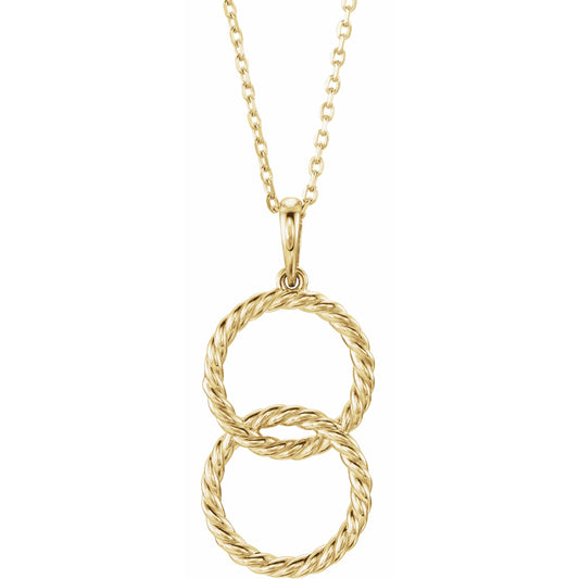 14K Yellow Interlocking Circle 16-18 Necklace