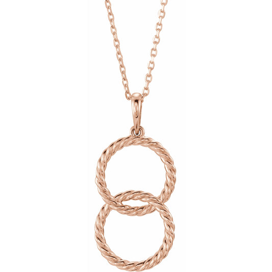 14K Rose Interlocking Circle 16-18 Necklace