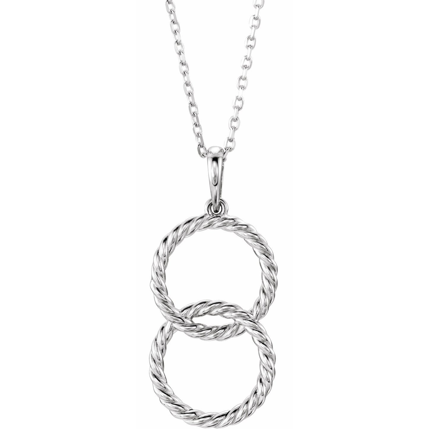 14K White Interlocking Circle 16-18 Necklace