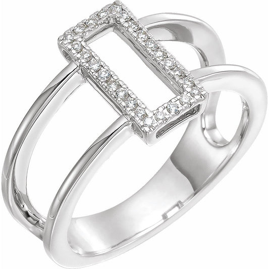 14K White .10 CTW Rectangle Geometric Diamond Ring