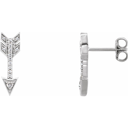 14K White 1/6 CTW Diamond Arrow Earrings