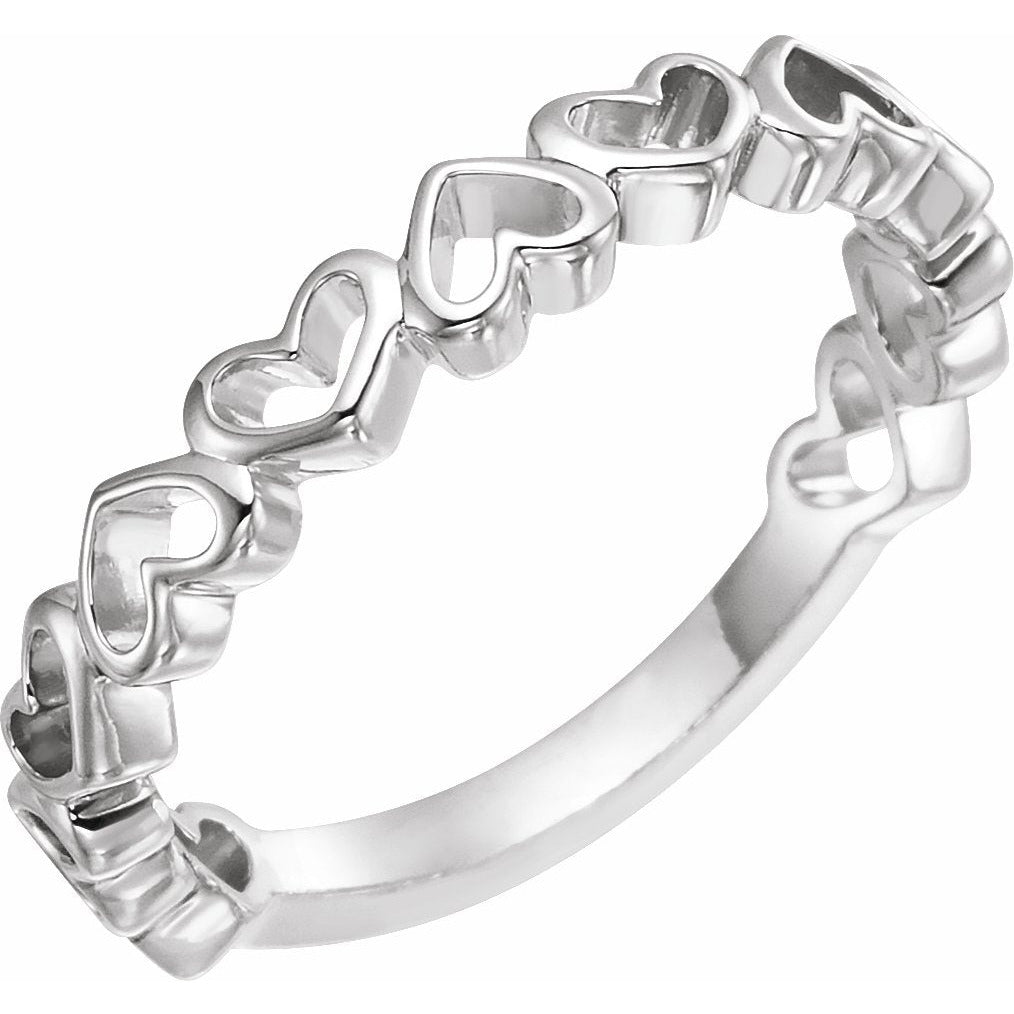 14K White Heart Ring