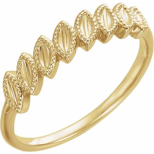 14K Yellow Leaf Ring