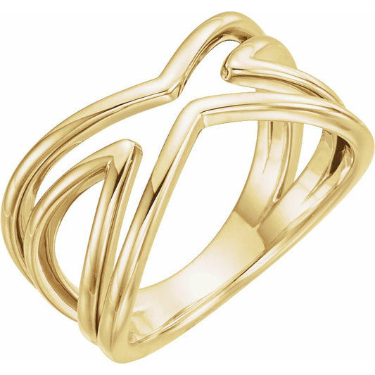 14K Yellow Criss-Cross Ring