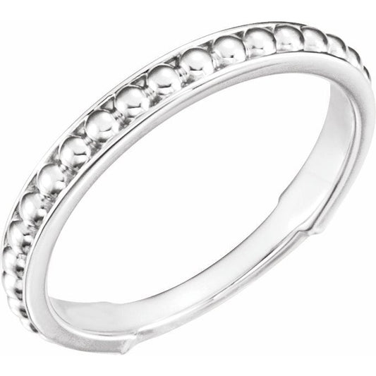 14K White Stackable Bead Ring