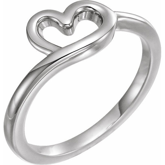 14K White Heart Youth Ring