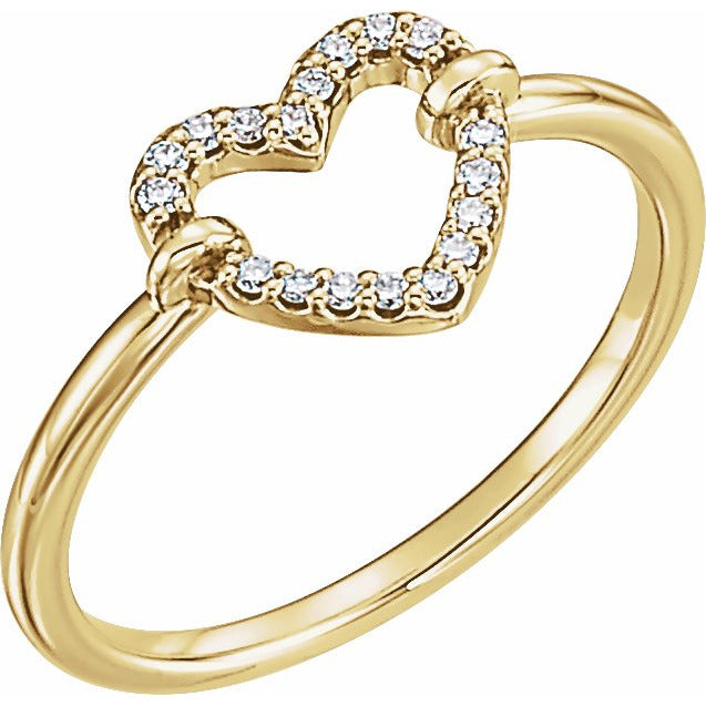 14K Yellow .07 CTW Diamond Heart Ring
