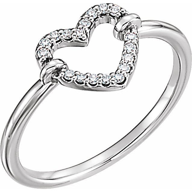 14K White .07 CTW Diamond Heart Ring