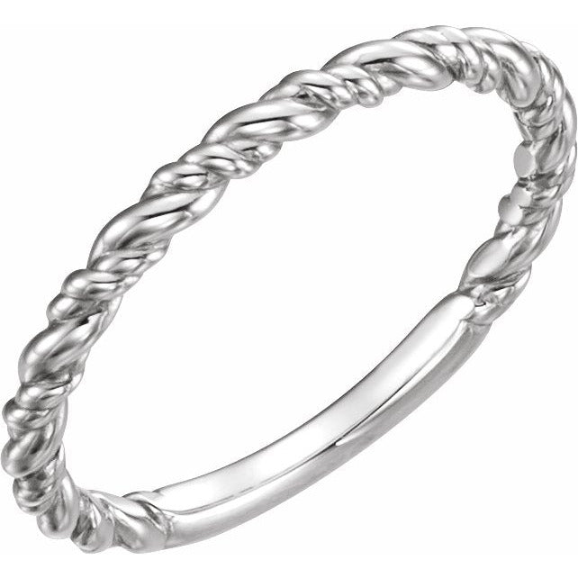 14K White Stackable Rope Ring