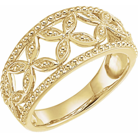 14K Yellow Leaf Ring