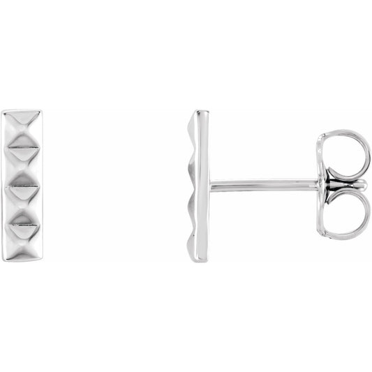 14K White Pyramid Bar Earrings