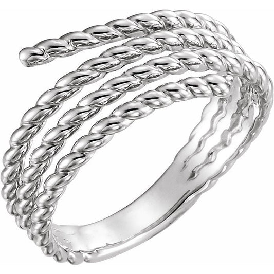 14K White Rope Ring