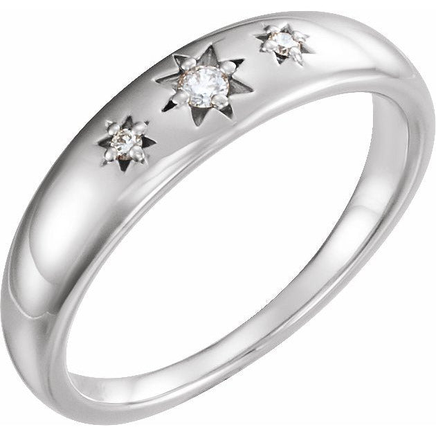 14K White .05 CTW Diamond Starburst Ring
