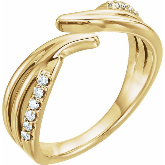 14K Yellow 1/8 CTW Diamond Bypass Ring