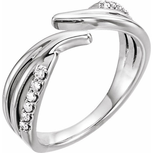 14K White 1/8 CTW Diamond Bypass Ring