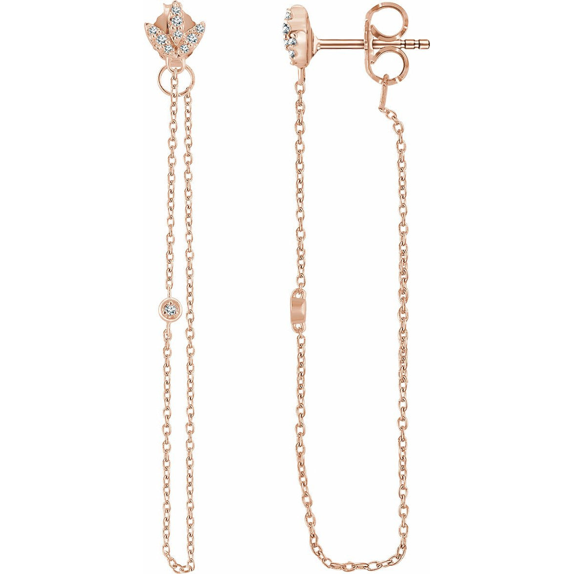 14K Rose .08 CTW Diamond Chain Earrings