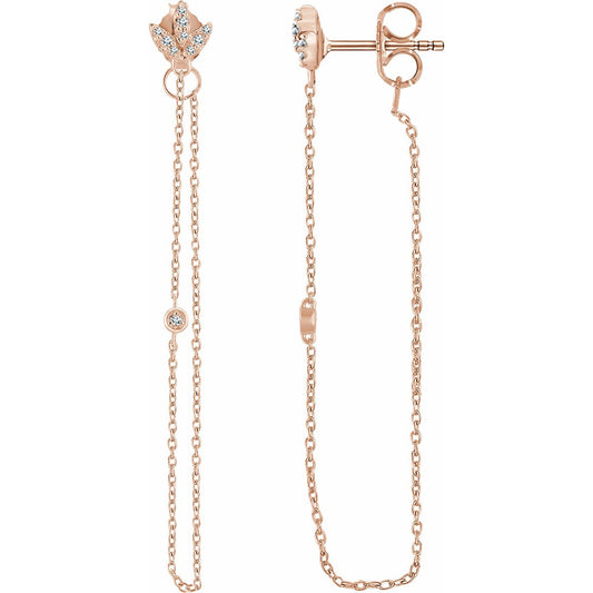 14K Rose .08 CTW Diamond Chain Earrings
