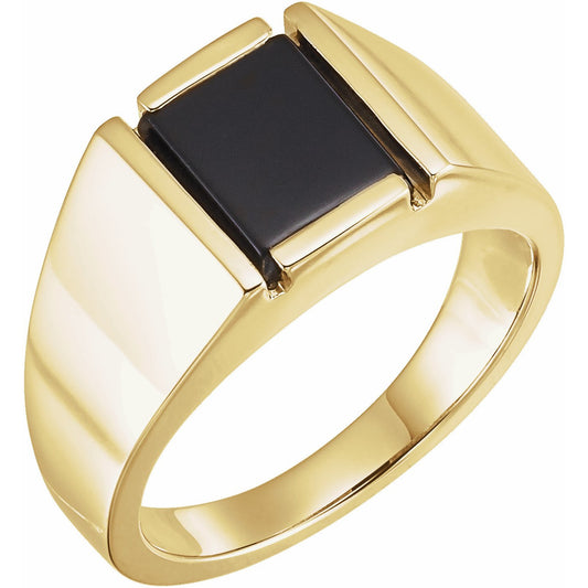 14K Yellow Onyx Bezel-Set Ring