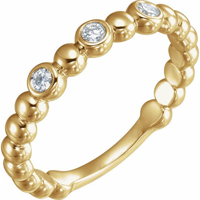 14K Yellow 1/8 CTW Diamond Beaded Ring