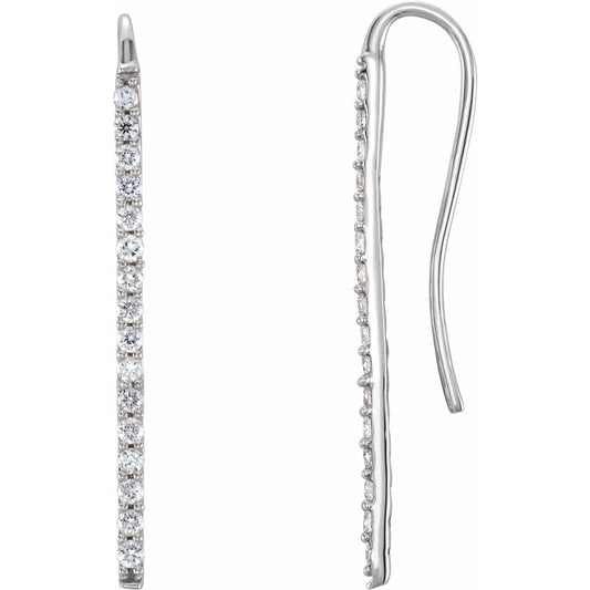 14K White 1/3 CTW Diamond Bar Earrings