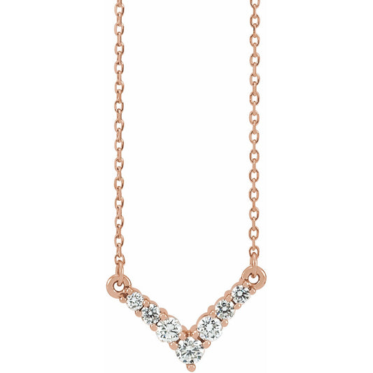 14K Rose 1/3 CTW Diamond V 16-18 Necklace