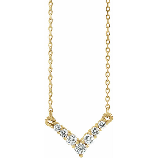 14K Yellow 1/3 CTW Diamond V 16-18 Necklace