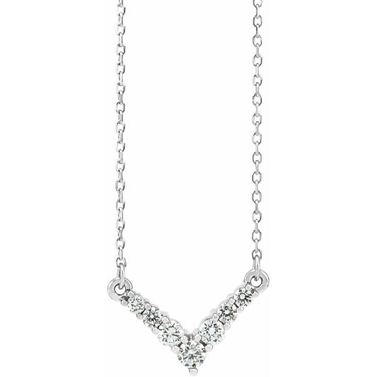 14K White 1/3 CTW Diamond V 16-18 Necklace
