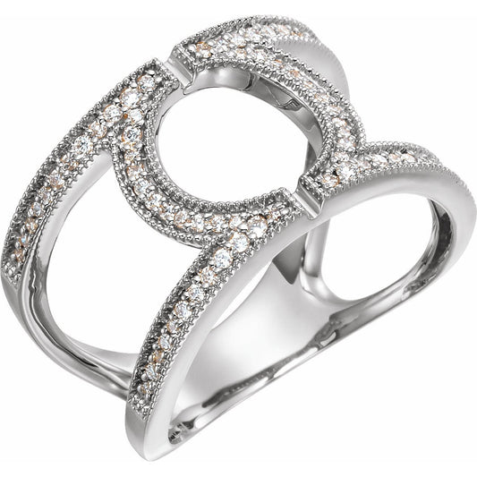 14K White 1/4 CTW Round Geometric Diamond Ring