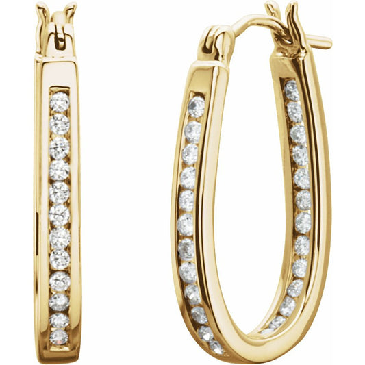 14K Yellow 1/2 CTW Diamond Inside-Outside 22.5 mm Hoop Earrings