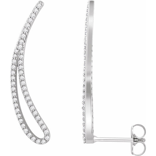 14K White 1/4 CTW Diamond Ear Climbers