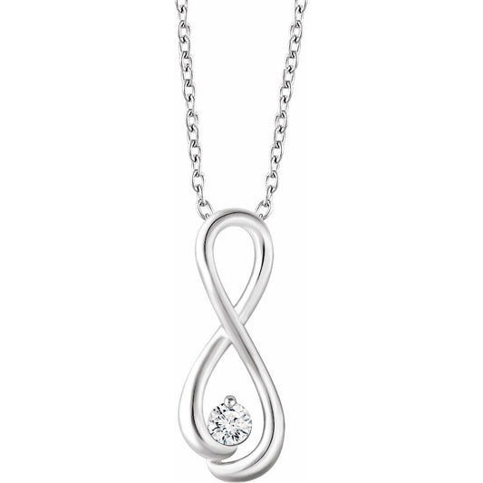 14K White 1/6 CTW Diamond Infinity-Inspired 16-18 Necklace