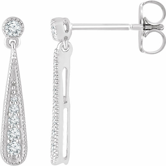 14K White 1/6 CTW Diamond Teardrop Earrings