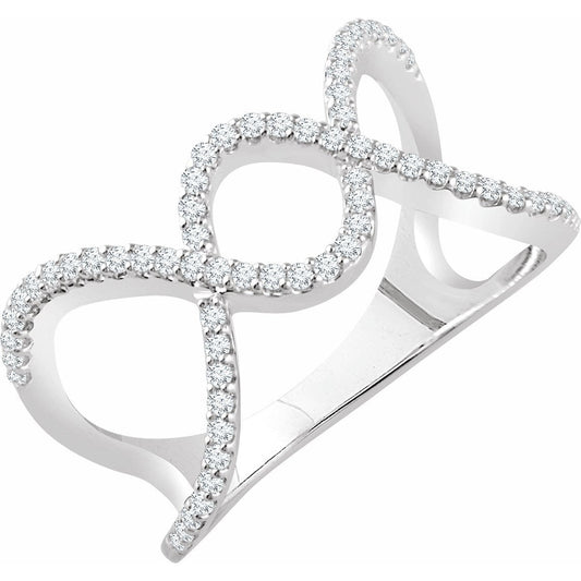 14K White 1/3 CTW Diamond Freeform Ring