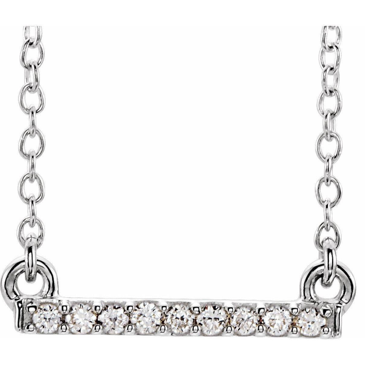 14K White .07 CTW Petite Diamond Bar 16-18 Necklace