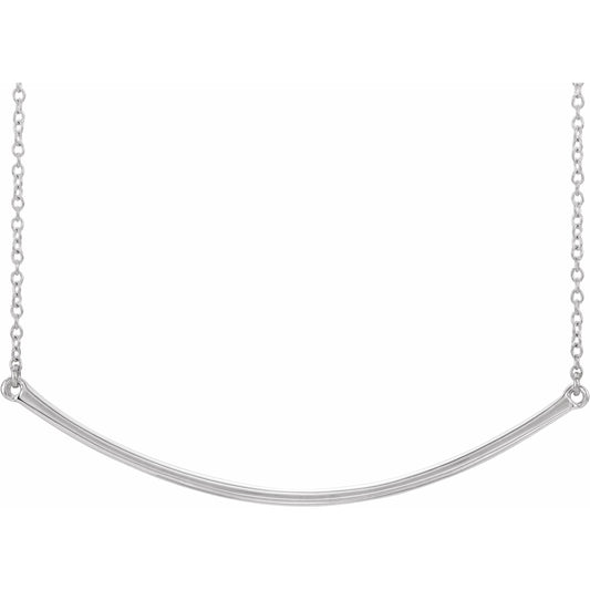 14K White Curved 19.9 Bar Necklace