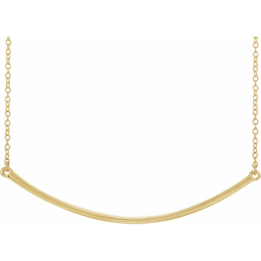 14K Yellow Curved 19.9 Bar Necklace