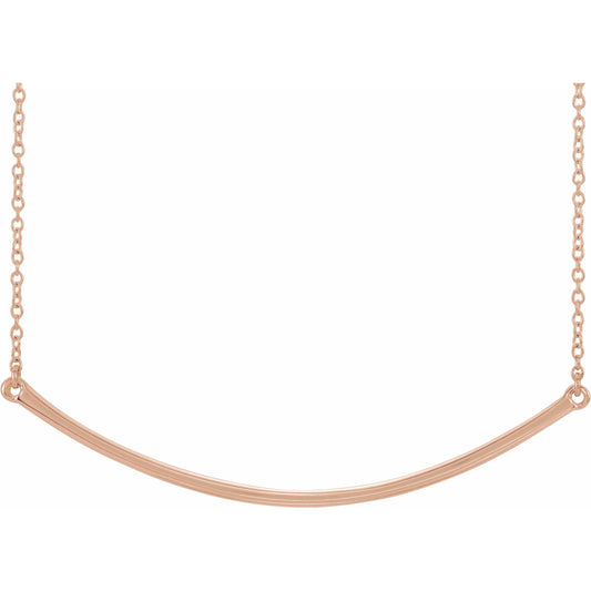 14K Rose Curved 19.9 Bar Necklace