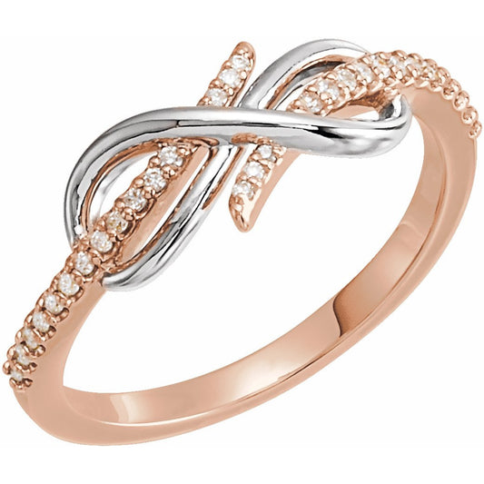14K Rose/White 1/10 CTW Diamond Infinity-Inspired Ring