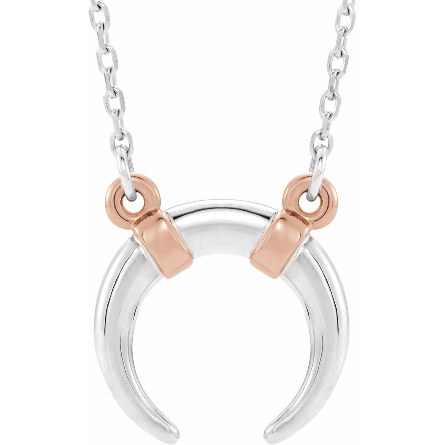 14K White/Rose Crescent 18 Necklace