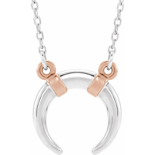 14K White/Rose Crescent 18 Necklace